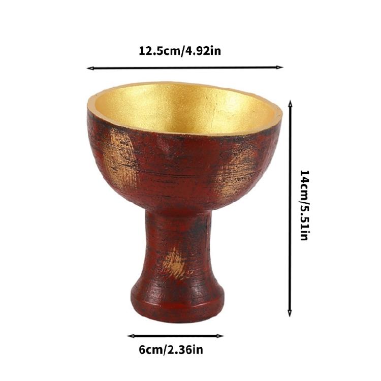 Wide Opening Resins Vase, Medieval Gothic Pedestal Chalice Goblet Decors for Desktop Accent Styling, Mantels Layering, and Florals Display Use