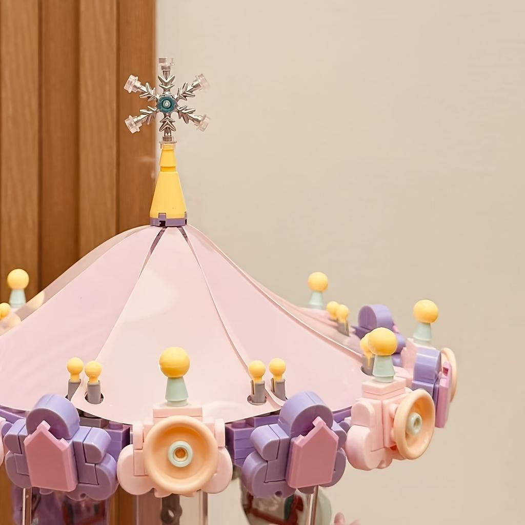 Carousel Building Block Set, Amusement Park Theme, Exquisite Desktop Decoration, Suitable For Gifting To Family Or Female Friends, The Perfect Gift