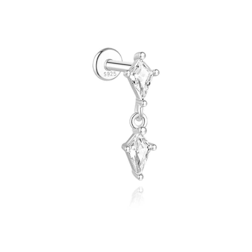 CANNER 1PZ Occhio di Cavallo Testa Piatta Filettato Perforazione Osso Auricolare Donna Argento 925 Ins Stella Fiore Geometria Zircone Orecchino a Lobo