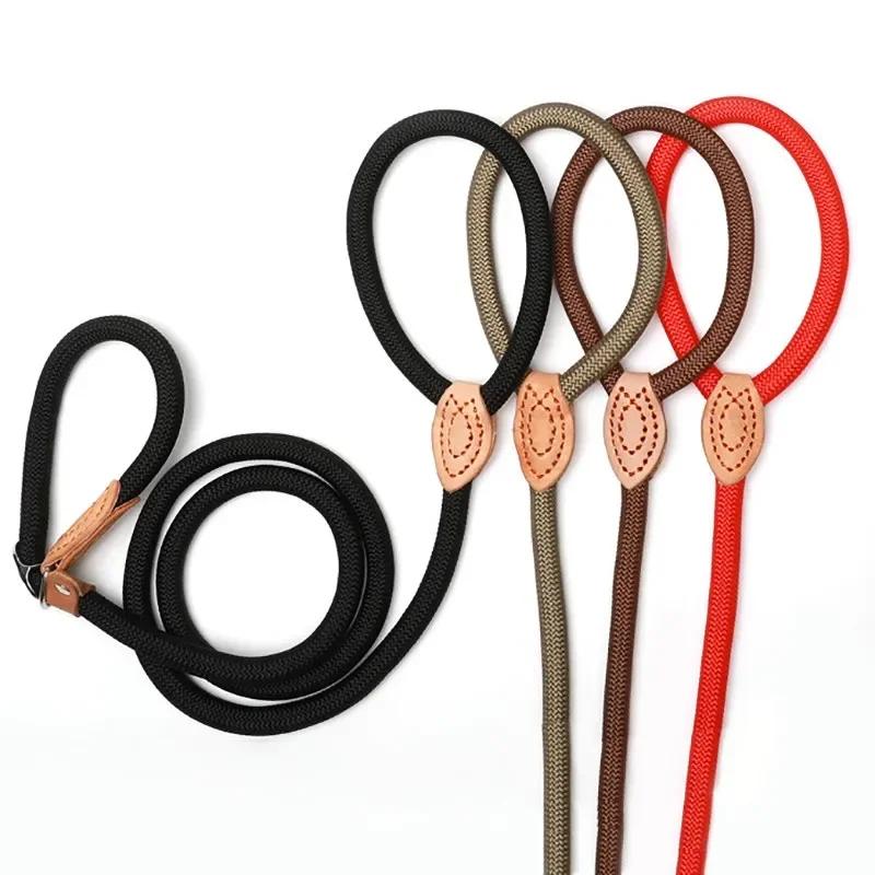 Hundkoppel Sliprep Blykoppel Heavy Duty flätat rep Justerbar ögla halsband träningskoppel för medelstora hundar