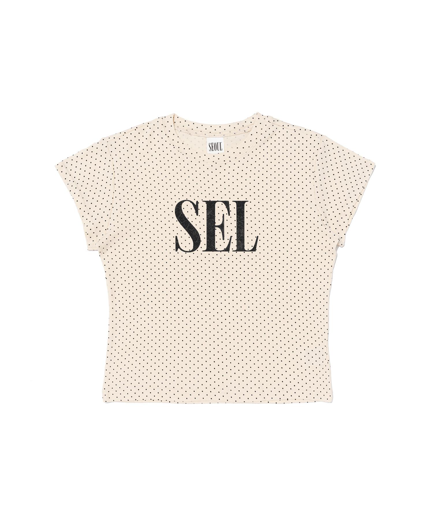 Seoul Apparel Big Logo Dot Crop Short Sleeve T-Shirt (Mustard) S