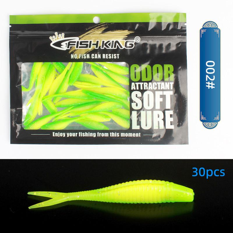 

FTK 30 шт., приманка с ножничным хвостом, искусственная приманка, мягкая силиконовая приманка, пластиковая приманка для червячной отсадки светло-зеленый
