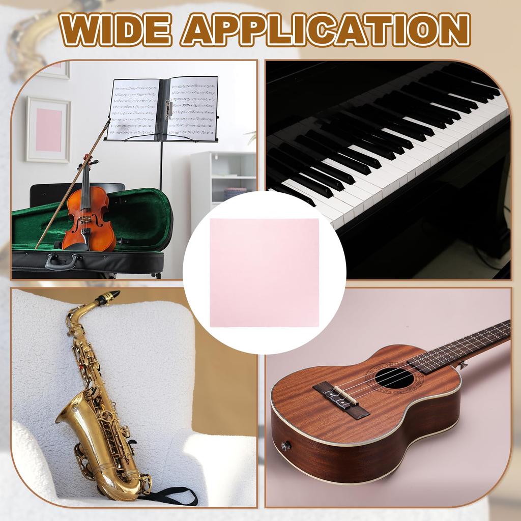 uxcell 30x30cm Extra Large Microfiber Instrument Cleaning Thick and for Cymbal for and Other Instruments 4-Pack Cloths, Soft, Cleaners, Pink, Violin,