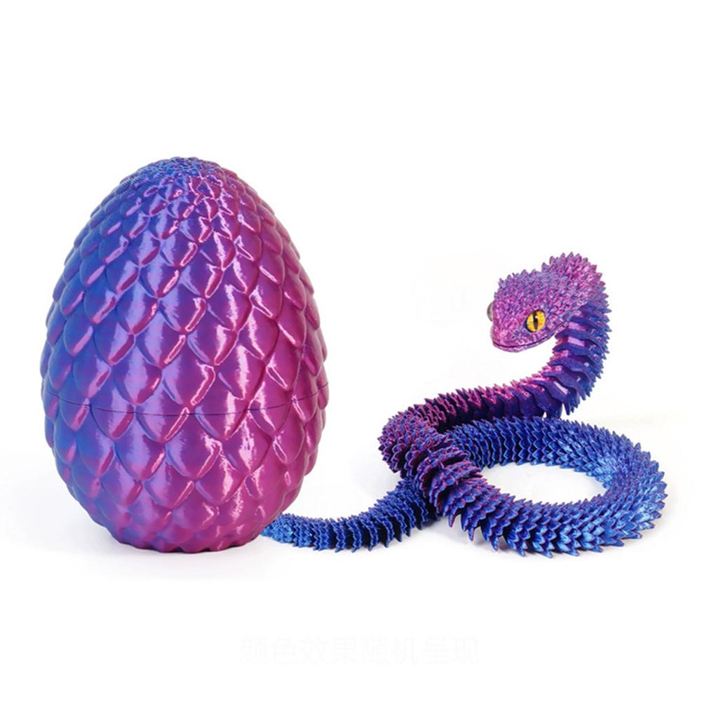 

3D Printed Snake Egg Action Figure Toys Creative Stress Relief Rotatable Desktop Ornament Gift for Kids Adults красный/синий