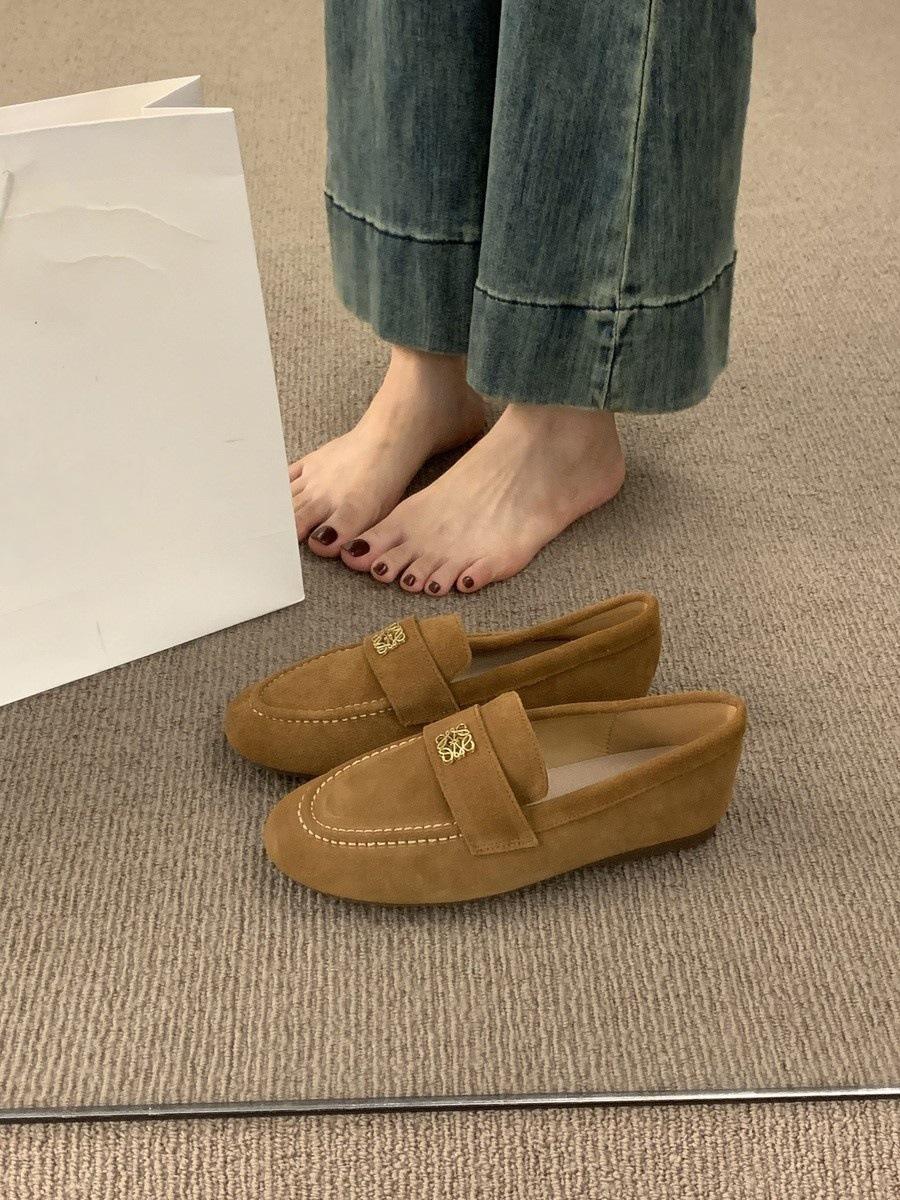 British style one-pedal flat-soled loafers are versatile and not tiring Casual flat-soled Doudou single shoes 40 хаки 3640₽