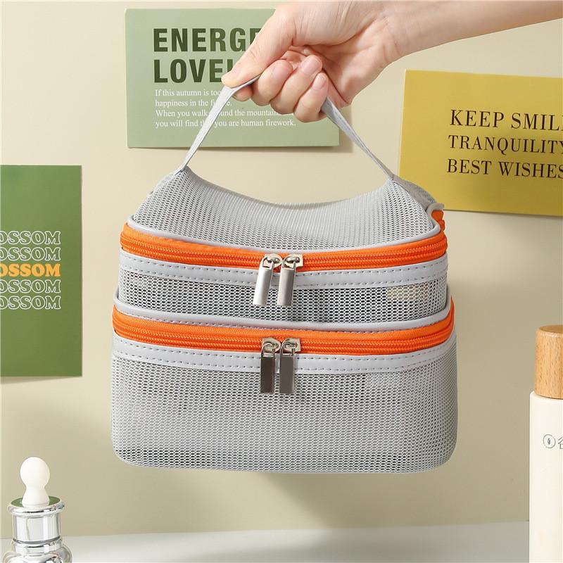 Minimalist Business Toiletry Bag With Spliced Mesh And Lightweight Design For Men And Women