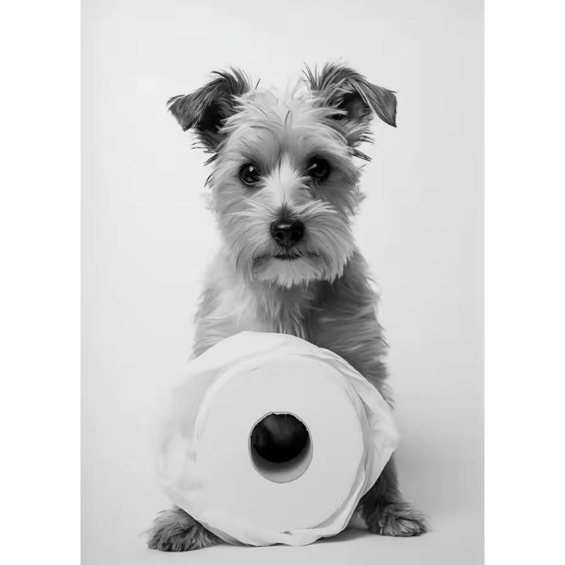 Animal Bathroom Toilet Paper Canvas Painting Poster Otter Hedgehog Giraffe Gift Wall Room Home Decor Black White Print Modern