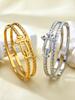 Fashion Simple Senior Sense Of Stainless Steel Plated 18K Gold Horseshoe Buckle Spiral Pattern Bracelet For Men And Women