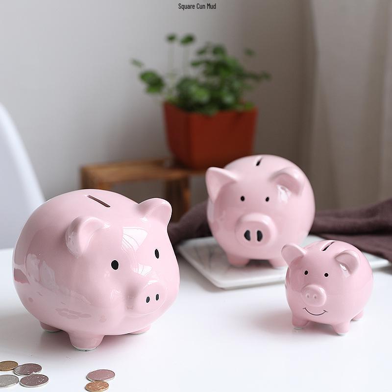 Großes Keramik-Sparschwein für Kinder - Sparschwein ohne Auslass, Perfekt für Münzen und Geschenke