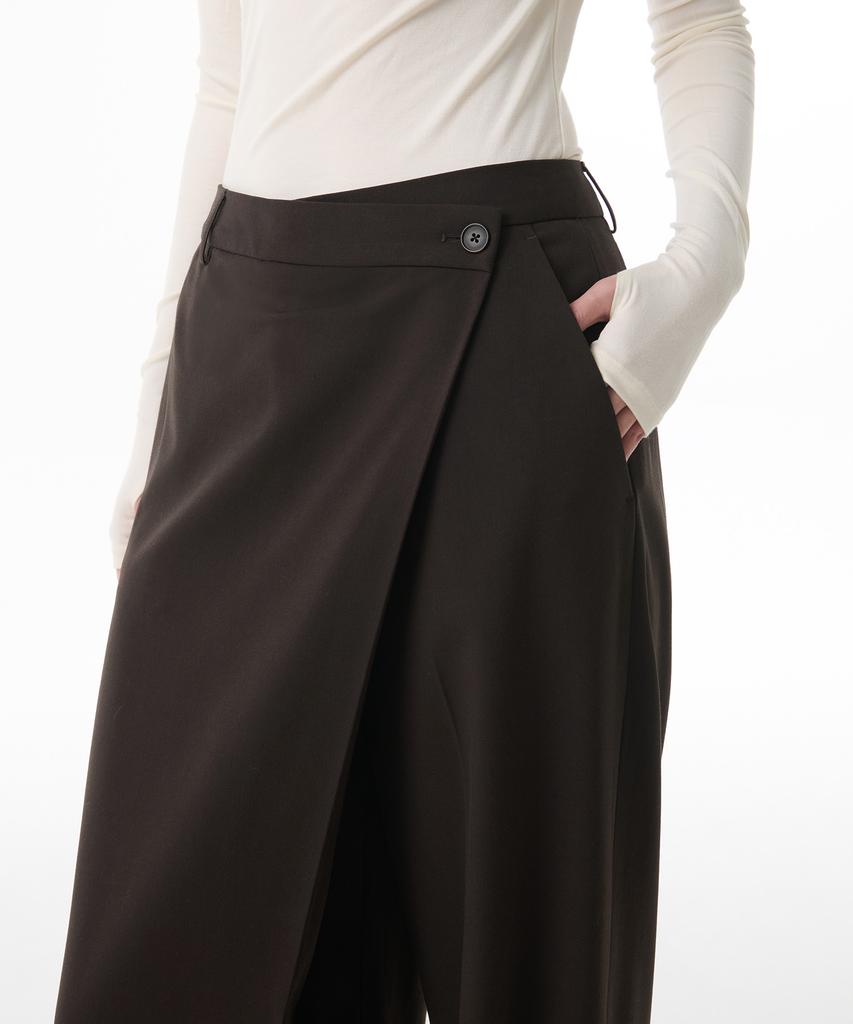 MUSINSA STANDARD WOMAN Women'S Wide Wrap Slacks [Dark Brown]