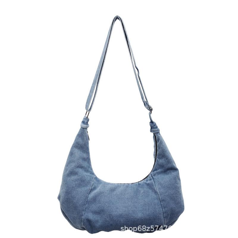 New Large-capacity Denim Shoulder Bag Fashionable and Simple Messenger Bag Japanese Casual Large-capacity Commuter Tote Bag