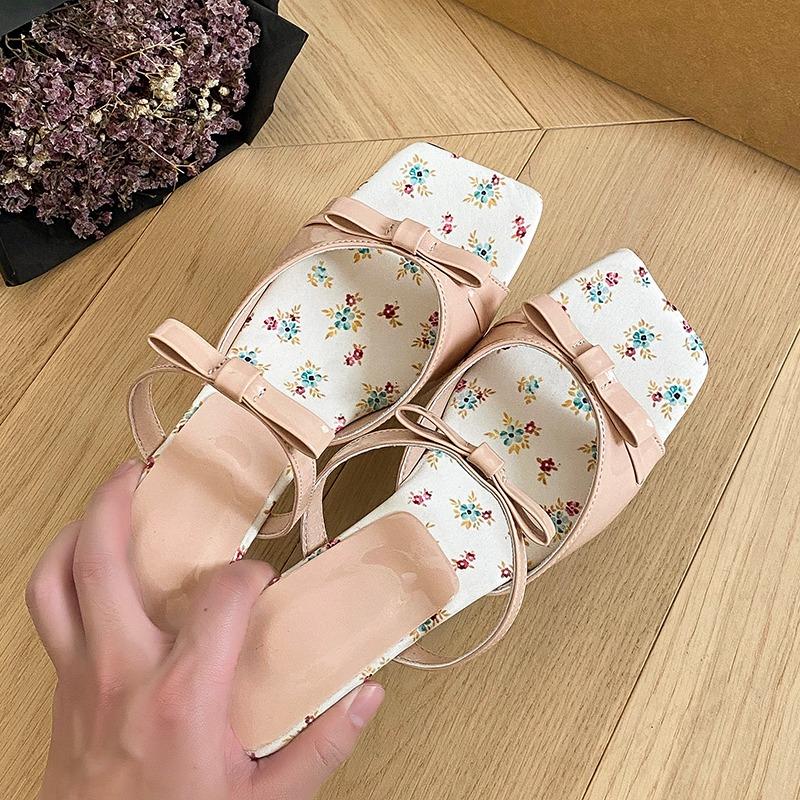 Fashion Elegant Square Toe High Heel Sandals Women Summer New Bow Knot Wine Red Sandal Female Wedding Party Patent Leather Sandal Mujer