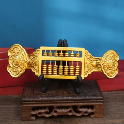Mini Brass Abacus Ruyi Decoration Vintage Chinese Ruyi Golden Abacus Math Calculating