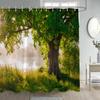 Natürliche Rustikale Landschaft Duschvorhänge See Berg Bäume Blumen Pflanze Badevorhang Für Badezimmer Dekoration Polyester Stoff Set