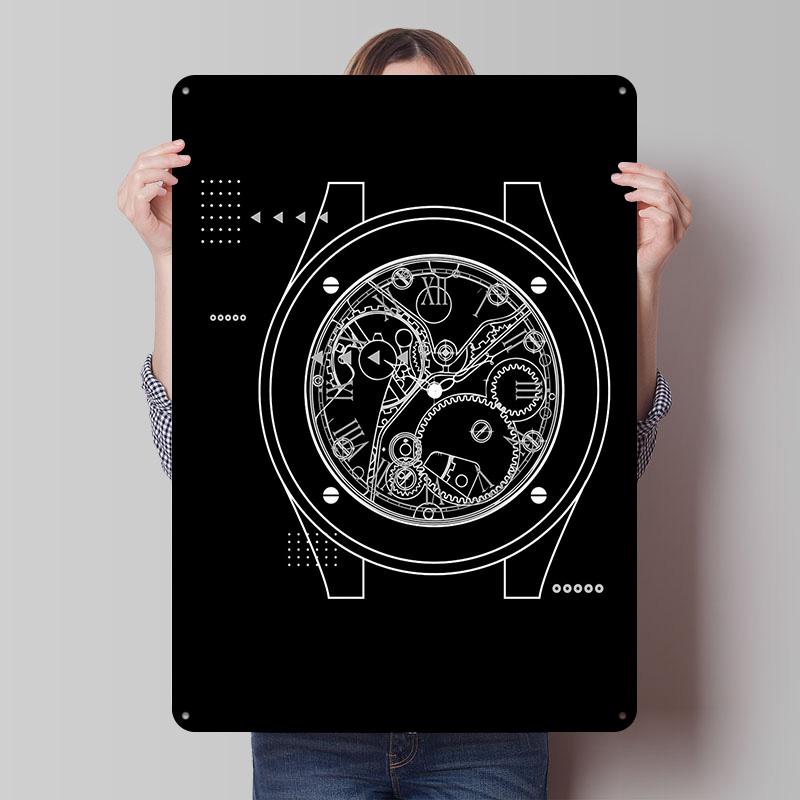 Wrist Watches Skeletonized Tinplate Posters Customizable Wall Art Retro Vintage Metal Signs for Home Room Decoration Aesthetic 20X30CM