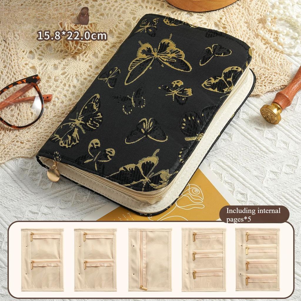 Schmucknotizbuch goldenes Aufbewahrungsbuch Reißverschluss Anti-Oxidation leichter Luxus High-End-Schmuck tragbar Reise Samt High-End-Aufbewahrungstasche