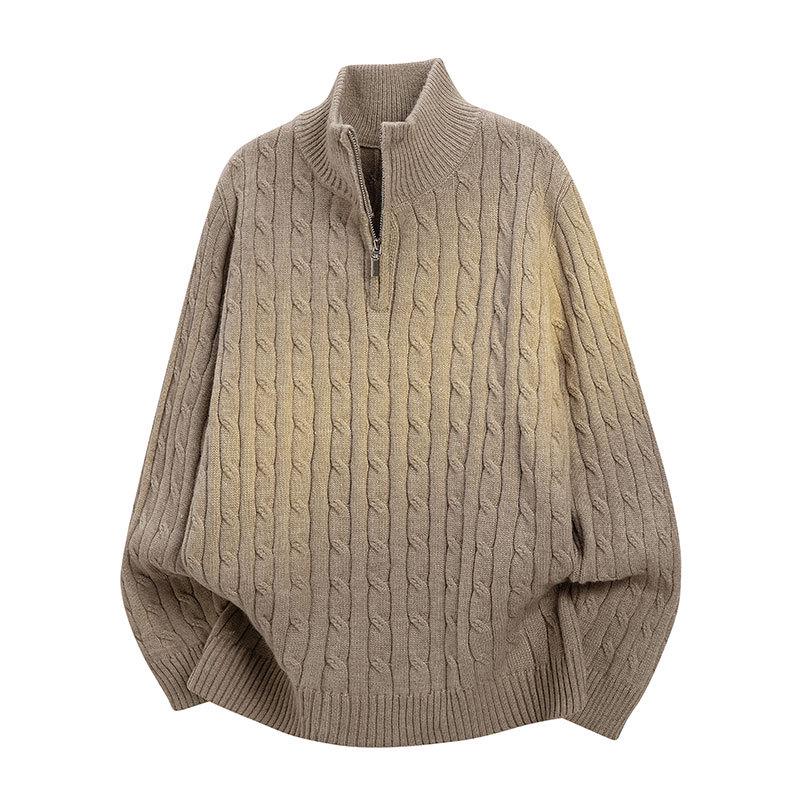 

Men s Solid Color Knit High Neck Sweater - Autumn/Winter Casual Long Sleeve Pullover Hoodie for Teens and Men. 3XL хакі