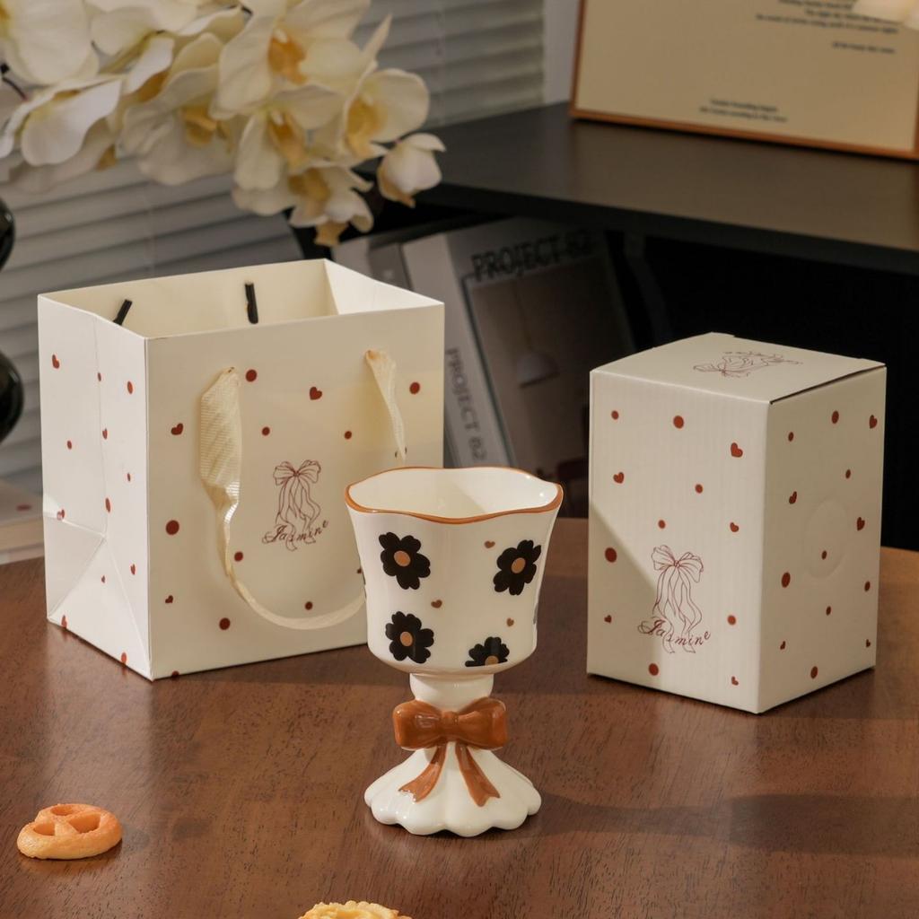 Retro ceramic water cup goblet birthday gift girls mug souvenir household high-value coffee cup