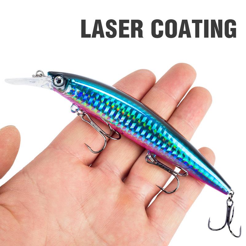 1Pc 130Mm/36G Simulation Minnow Fishing Lure Laser Engraving Long Casting Hard Lure With 3 Treble Hooks Wobble Fishing Tackles