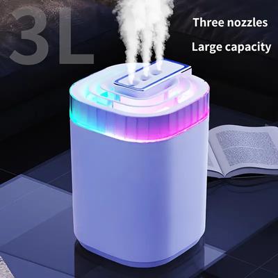 3L Ultraschall-Luftbefeuchter Kaltnebel-Luftbefeuchter mit Nachtlicht und drei Düsen Leiser USB Aroma-Luftbefeuchter für Zuhause