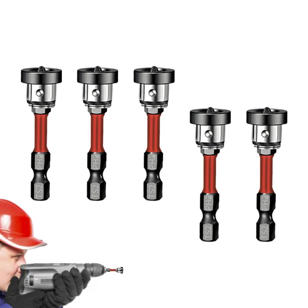 5pcs Magnetic Positioning Screwdriver Bits Drywall Drill Bit With Depth Limiter Adjustable Depth PH2 Positioning Screwdriver Bit
