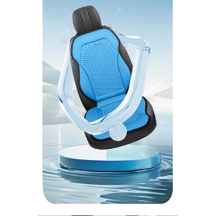 3D Textured Breathable Cooling Summer Car Seat Cushions,Ice Silk Fabric Front Dual-Seat Pads, Easy Installation No Straps Need