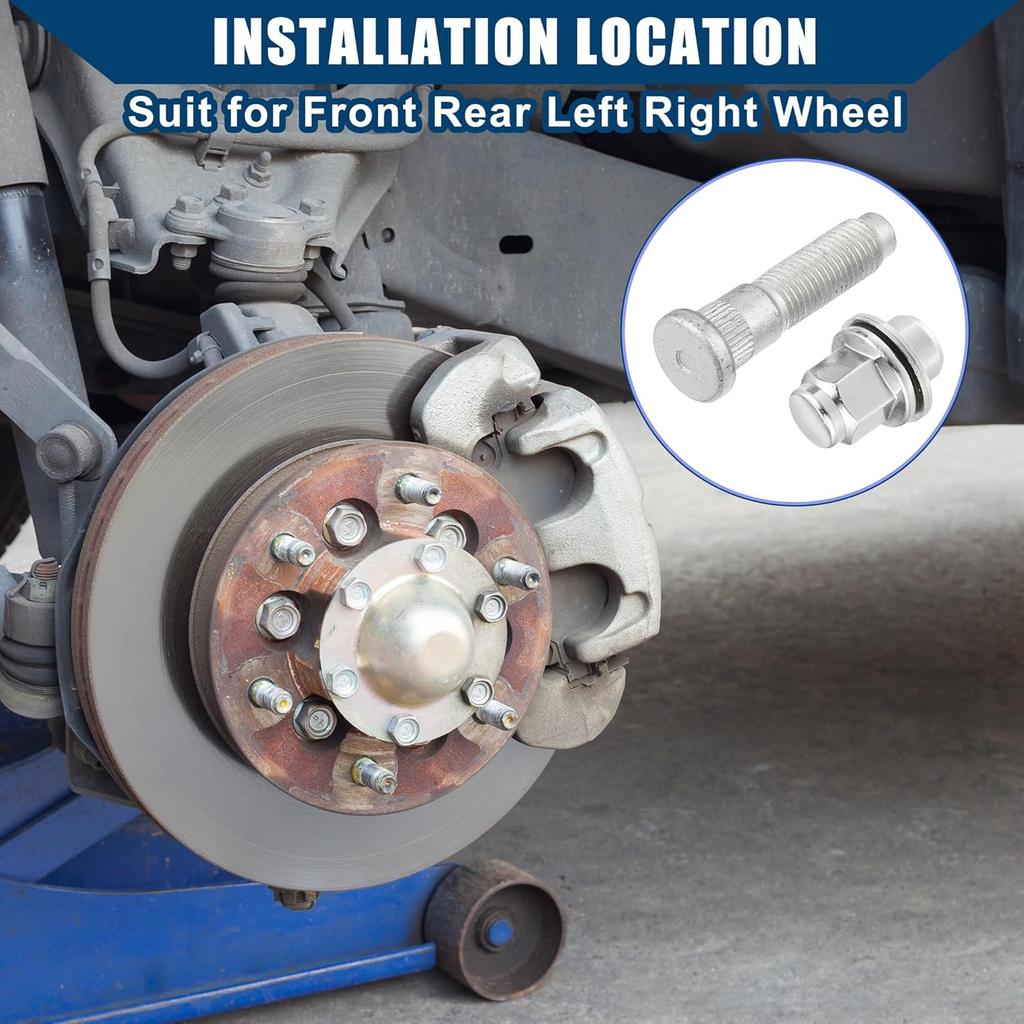 No.C2C35294010 M12-1.5 Wheel Stud Bolts for Jaguar F/S/X-Type XFR XJ/Front Rear Left Right Wheel Lug Studs/Alloy Steel 19mm Hex / 1 Set Silver Tone