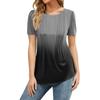 Women's Fashion Casual Gradient Print Top Short Sleeve Shirt Loose Jumper