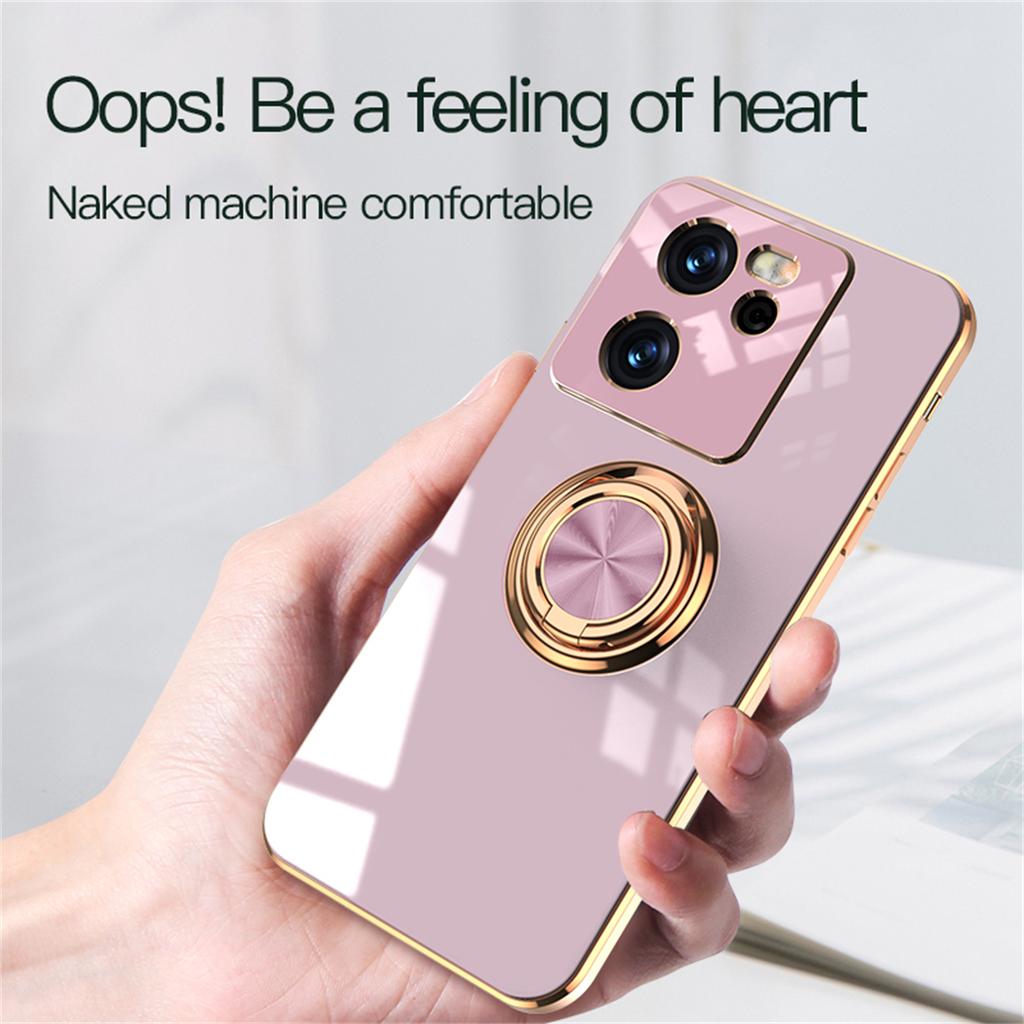 Für Xiaomi 13T/13T Pro Hülle Präzise Aussparungen 6D Galvanisierung TPU Handyhülle mit Ringhalter