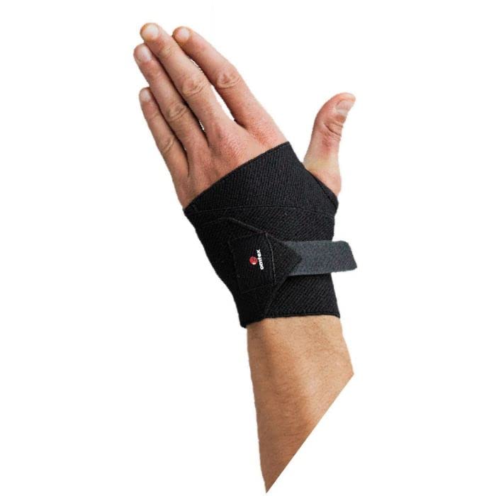 omtex Elasticized Fabric Hand and Thumb Support, Cotton-Nylon-Spandex Blend, Free Size - 1 Count, Black, Orthopedic Style Wrist Grip Band for Han