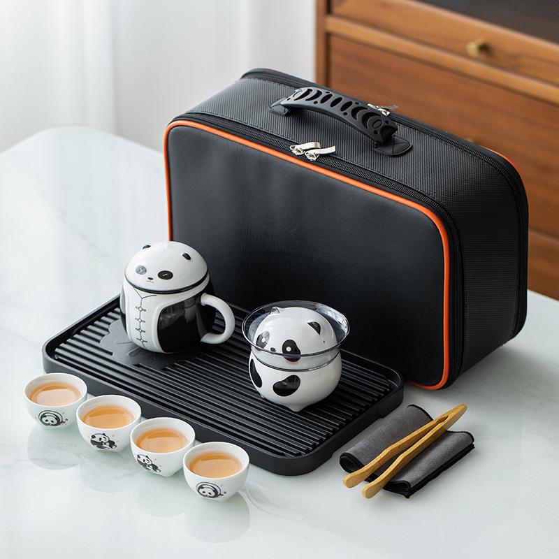 Ceramic Kung Fu Impression Panda Travel Tea Set Business Enterprise Company Merchandise Festival Creative High-end Gifts