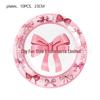 Pink Bow Girl Birthday Party Tableware Set: Paper Cups, Plates, Napkins, and Tablecloth.