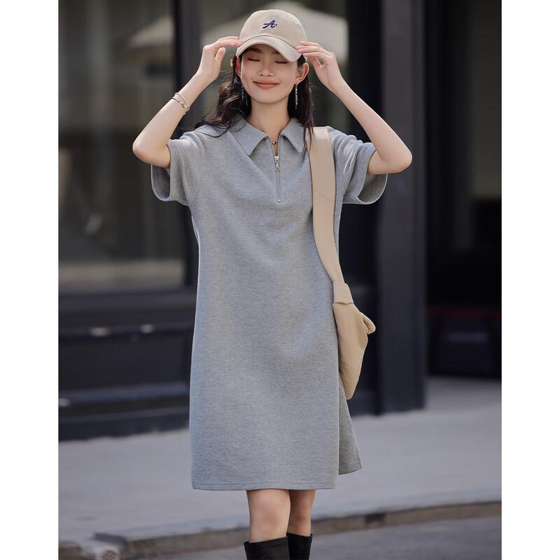 Demana Waffle Knit Polo Collar Short Sleeve Dress
