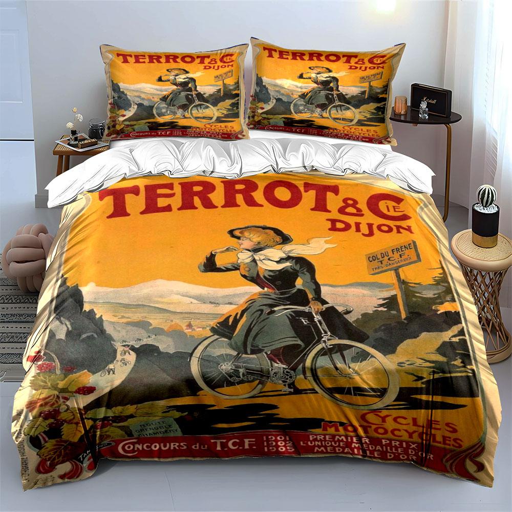 Cyclist with scenic background. Bedding sets Duvet cover sets Duvet covers Pillowcases(1*Duvet Cover 2*Pillowcases without duvet insert)