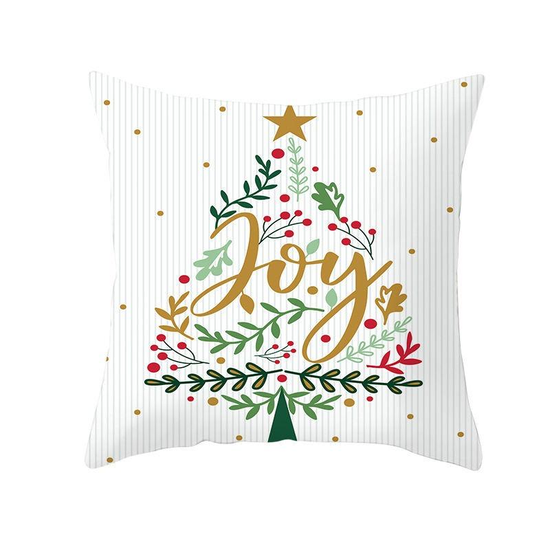 Merry Christmas Snowflake & Pine Branch Throw Pillow Cover, Festive Ornament Printed Cushion Case