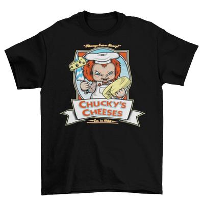 T-shirt Unisexe en Coton pour Adulte Childs Play Chucky Cheeses Drôle Halloween Nouveau