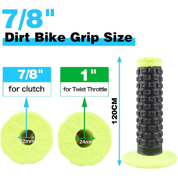 7/8" Dirt Bike Grip Rubber Anti-Slip Universal Motorcycle Grips Handlebar Racing Grip For Motocross Mini Bike Surron Light Bee X Grips KLX110 YZ450F