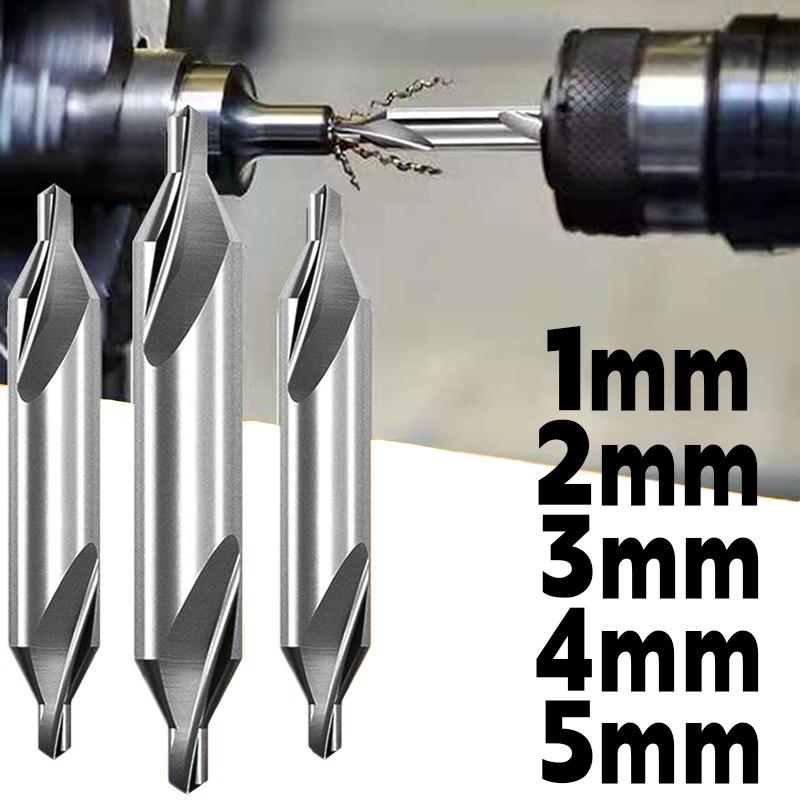 1/2/3/4/5mm High-speed Steel Center Drill Bit Set 60 Degree Combined Countersinks Angle Bits for Lathe Metalworking