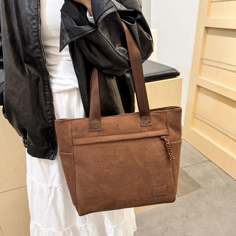 Simple canvas bag, women's shoulder bag, large-capacity casual tote bag, new student class bag, handbag.