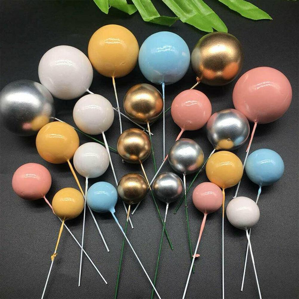 20pcs Golden Ball-Cake Topper Birthday Party Cupcake-Topper For Cake-Decor