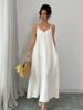 European and American Popular Elegant Black Solid Color Suspender Dress Sleeveless Vacation Style Long Dress