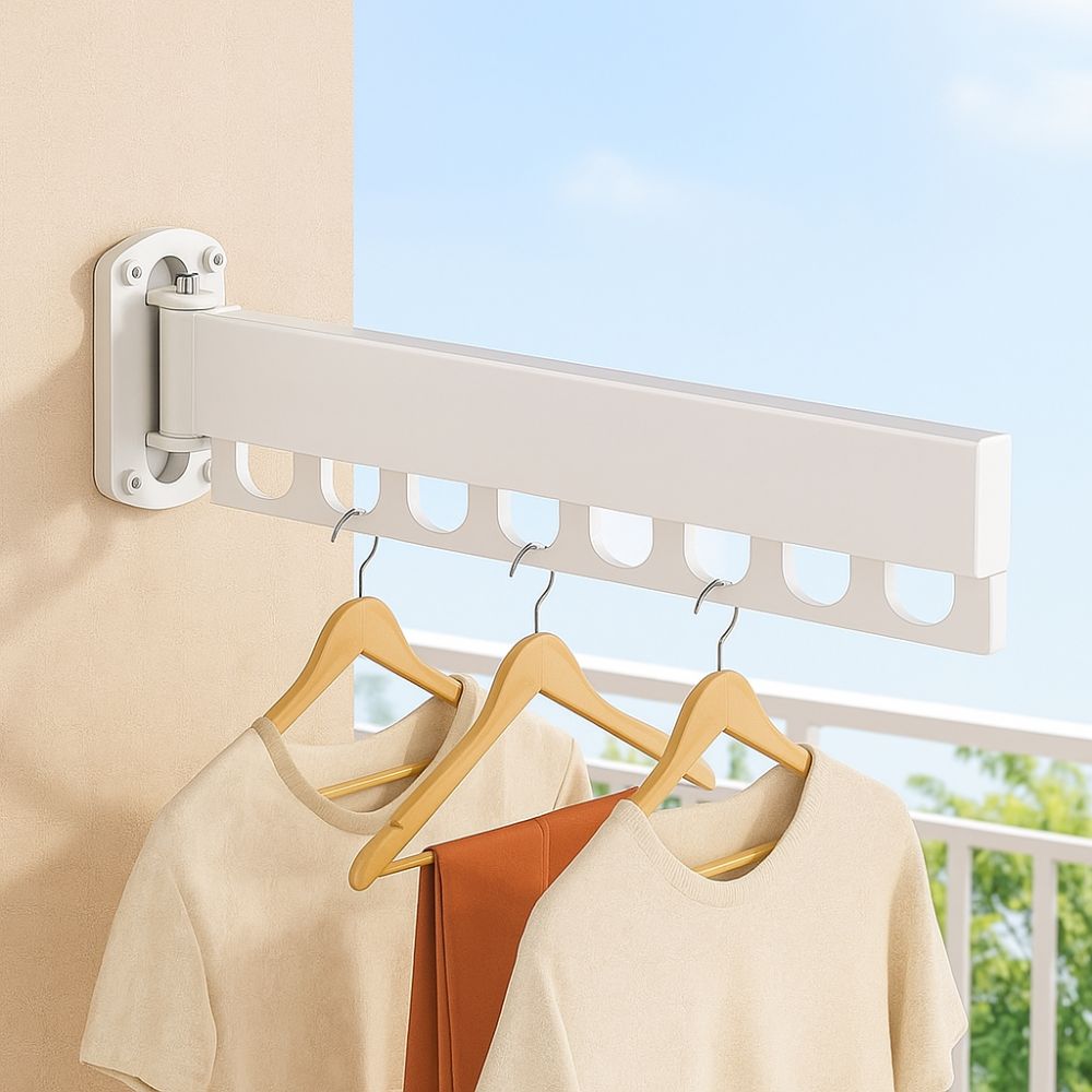 Rust-proof Wall Mount Clothes Hanger Stainless Steel Retractable Clothes Rack  Outdoor