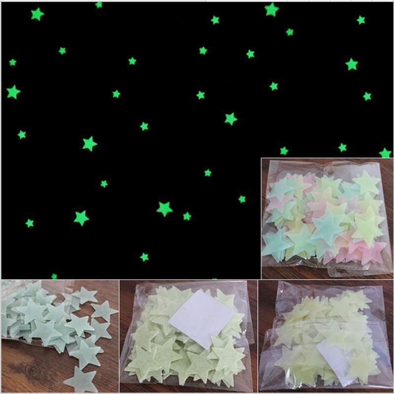 100Pcs Fluorescent Glow In The Dark Stars Wall Stickers For Rooms Decoration Livingroom Baby Bedroom Ceiling Home Decor