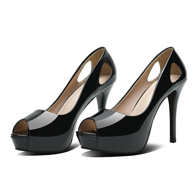 

Женские пикантные туфли-лодочки на высоком каблуке 10 см и платформе 3 см с красной подошвой и открытым носком, женские туфли на шпильке, туфли телесного цвета с вырезами для ночного клуба 34