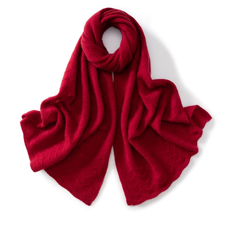 Women's 100% Cashmere Scarf - Casual, Versatile Solid Color Knit for Autumn & Winter