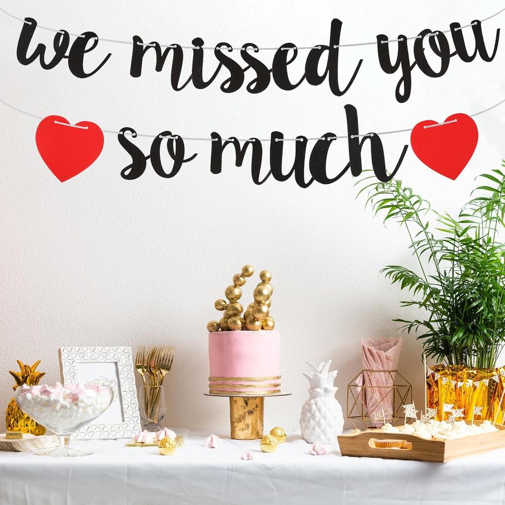 Welcome Home Banner, We Missed You So Much Banner, Welcome Home Decorations for Family Reunion Friends Back Graduation Happy Friendsgiving Signs