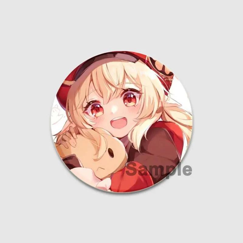 32/44/58mm Klee Pin Round Cartoon Funny Snap-in Brooche for Backpack Cothes Accessorie Anime Genshin Impact Collection Badge Hat Decoration