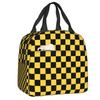 Benutzerdefinierte Schachbrettmuster Gelb und Schwarz Thermisch Isolierte Lunchtasche Damen Wiederverwendbarer Lunchbehälter Multifunktionale Lebensmittelbox