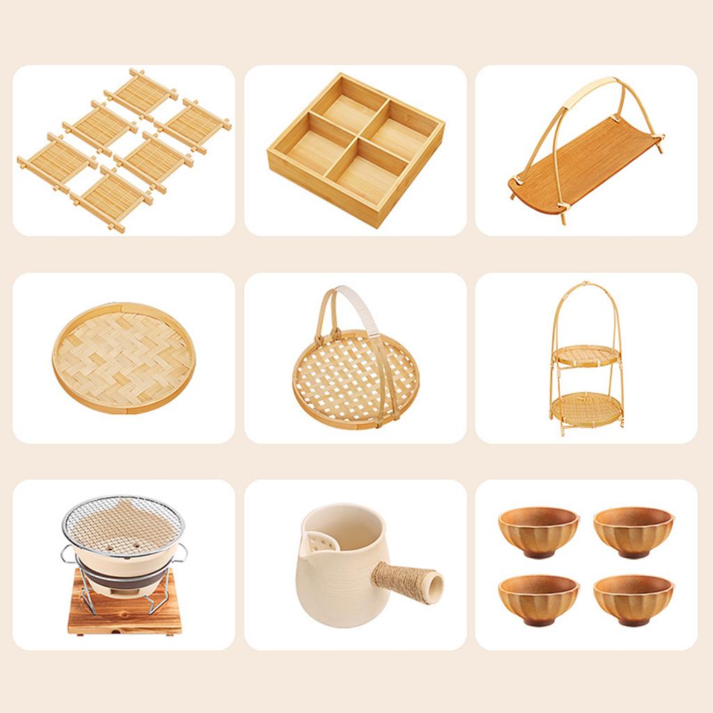 Bamboo Woven Fruit Basket Serving Trays Decor Food Storage for Home Kitchen Picnics Vegetable Storage Snack Organizer Stand