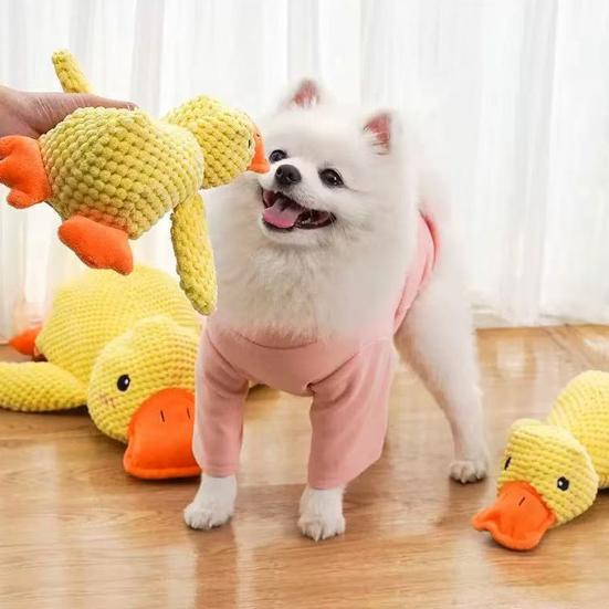 Dog Plush Toy Soft Stuffed Animal Puppy Chew Toy Squeaky Plush Duck Elephant Interactive Play Pet Tug Toy for Puppies Small Breeds Delicate Chewers